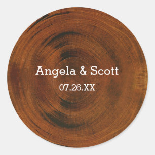 Holzbaumstumpf Rustikale Hochzeitsparty-Aufkleber Runder Aufkleber