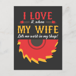 Holzbearbeitender Ehemann Zimmermann Holzarbeiter  Postkarte