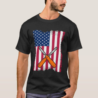 Holzbearbeitung Vintage US Flag WoodTurn Woodturne T-Shirt