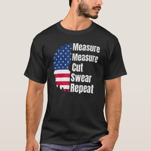 Holzbearbeitungs-Carpenter Amerikanisches Flag Saw T-Shirt (Vorderseite)