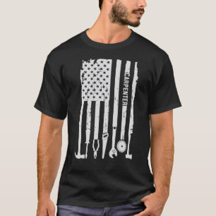 Holzbearbeitungs-Tischler-amerikanische Flagge T-Shirt