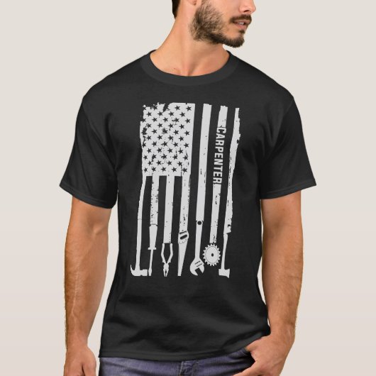 Holzbearbeitungs-Tischler-amerikanische Flagge T-Shirt (Vorderseite)