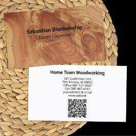 Holzbearbeitungshandwerker Holztextur QR Code Visitenkarte