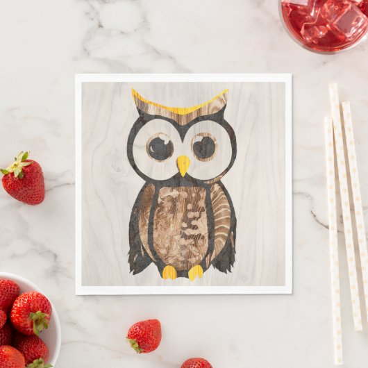 Holzbecher - Eule - Wood Owl Serviette (Beispiel)