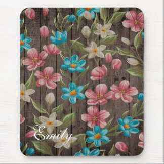 Holzbild mit Blume mit benutzerdefiniertem Mauskli Mousepad