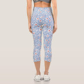 Holzblock-Blumenmuster Capri Leggings (Rückseite)