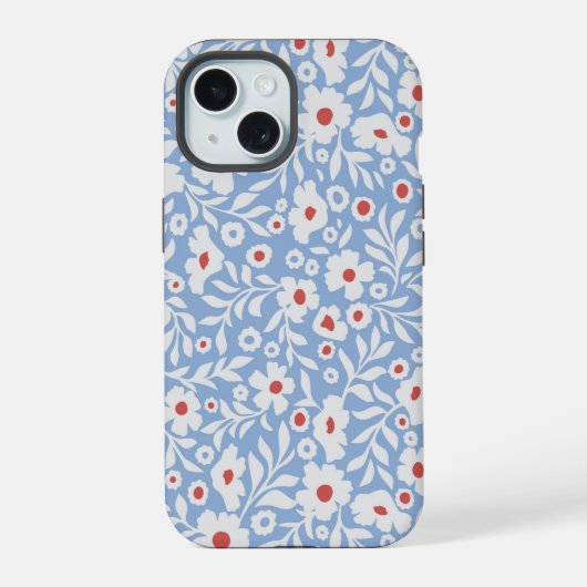 Holzblock-Blumenmuster iPhone 15 Hülle (Rückseite)