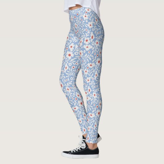 Holzblock-Blumenmuster Leggings (Links)