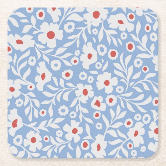 Holzblock-Blumenmuster Rechteckiger Pappuntersetzer (Vorderseite)