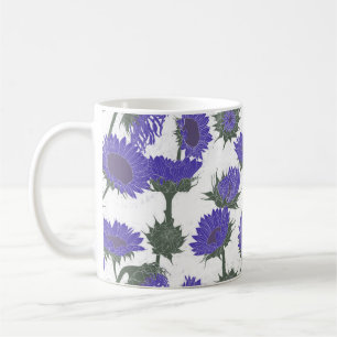 Holzblock Drucksonnenblume lila Kaffeetasse