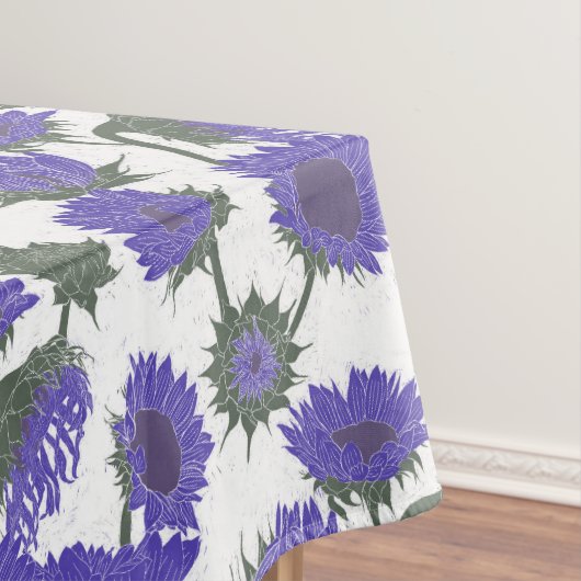 Holzblock Drucksonnenblume lila Tischdecke (Beispiel)