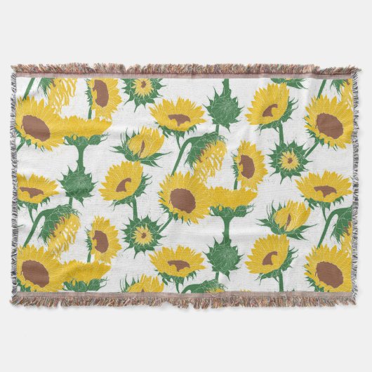 Holzblock Print Sunflower gelb Decke (Vorderseite)