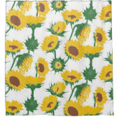 Holzblock Print Sunflower gelb Duschvorhang (Vorderseite)