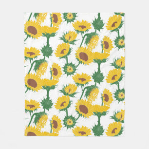 Holzblock Print Sunflower gelb Fleecedecke