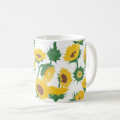 Holzblock Print Sunflower gelb Kaffeetasse (VorderseiteRechts)