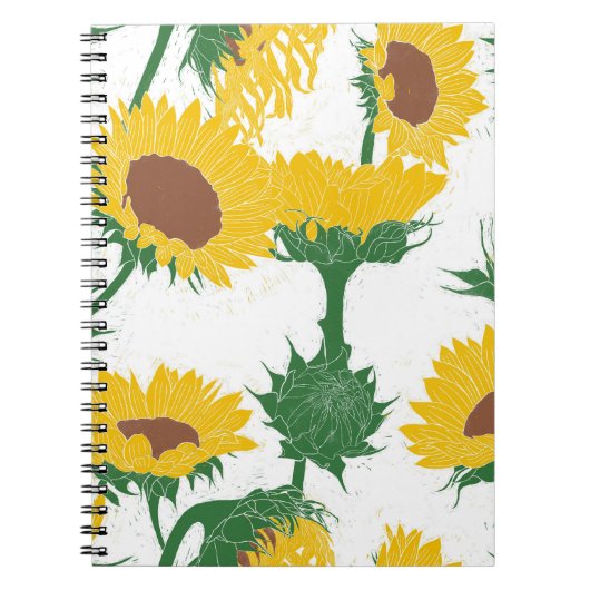 Holzblock Print Sunflower gelb Notizblock (Vorderseite)