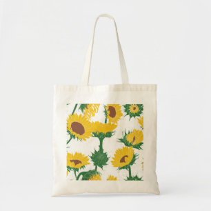 Holzblock Print Sunflower gelb Tragetasche