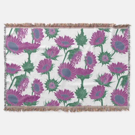 Holzblock Print Sunflower pink Decke (Vorderseite)