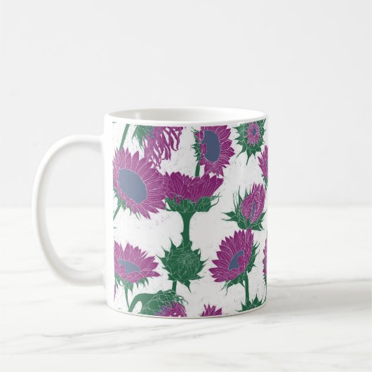 Holzblock Print Sunflower pink Kaffeetasse (Links)