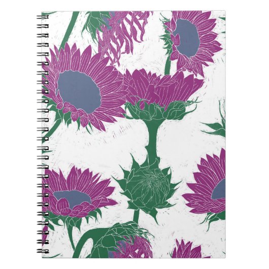 Holzblock Print Sunflower pink Notizblock (Vorderseite)