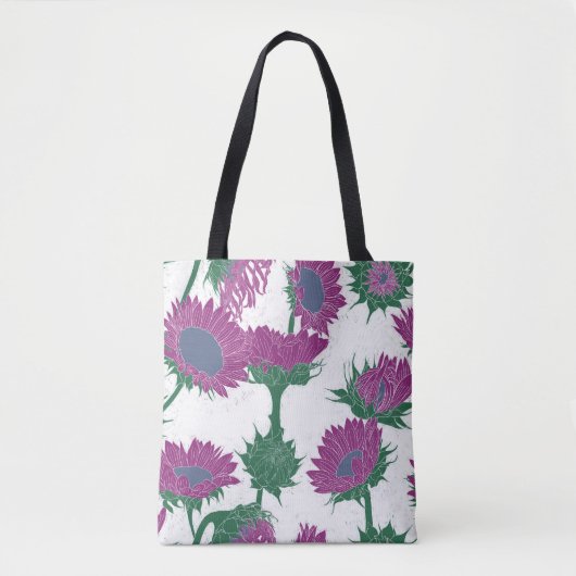 Holzblock Print Sunflower pink Tasche (Vorderseite)