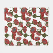 Holzblock Print Sunflower rot Fleecedecke (Vorderseite (Horizontal))