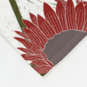 Holzblock Print Sunflower rot Fleecedecke (Ecke)