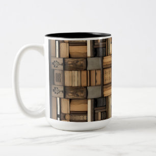 Holzblock-Typografie und Kunstcollage 11 Zweifarbige Tasse