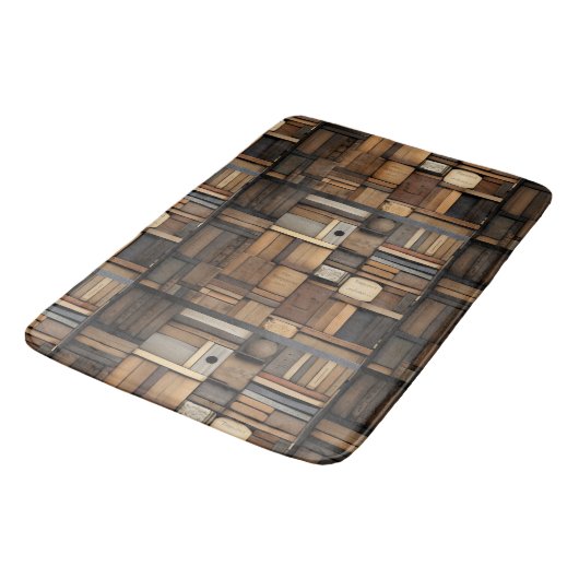Holzblock-Typografie und Kunstkollektion7 Badematte (Schrägansicht)