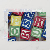 Holzblöcke mit Alphabeten für Kinder Postkarte (Vorne/Hinten)