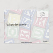 Holzblöcke mit Alphabeten für Kinder Postkarte (Rückseite)