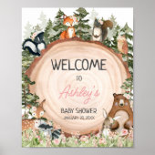 Holzblumenholz-Slice Willkommen Poster (Vorne)