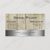 Holzböden Hellbraunes Holzkörnchen Silberdekor Visitenkarte (Rückseite)