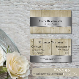 Holzböden Hellbraunes Holzkörnchen Silberdekor Visitenkarte