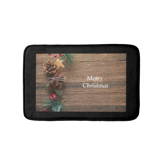 Holzboden mit Kiefernzapfen Badematte (Vorderseite)