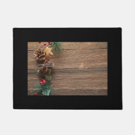 Holzboden mit Kiefernzapfen Fußmatte