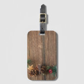 Holzboden mit Kiefernzapfen Gepäckanhänger (Vorderseite Vertikal)