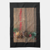 Holzboden mit Kiefernzapfen Geschirrtuch (Vertikal)