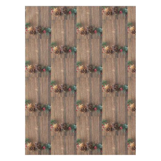 Holzboden mit Kiefernzapfen Tischdecke (Vorderseite)