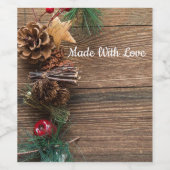 Holzboden mit Kiefernzapfen Weinetikett (Einzelnes Label)