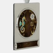 Holzboden mit mechanischem Seepferd Banner-Ornament Silber (Rechts)