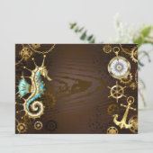 Holzboden mit mechanischem Seepferd Einladung (Stehend Vorderseite)