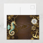 Holzboden mit mechanischem Seepferd Feiertagspostkarte (Vorne/Hinten)