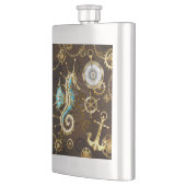 Holzboden mit mechanischem Seepferd Flachmann (Links)