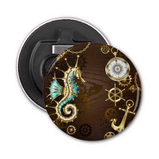 Holzboden mit mechanischem Seepferd Flaschenöffner (Vorderseite)