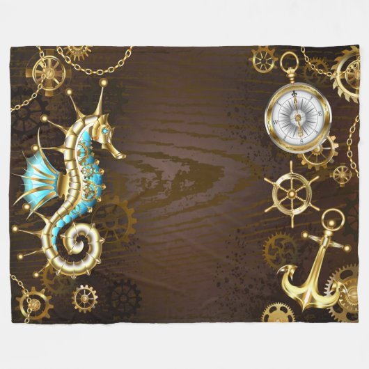 Holzboden mit mechanischem Seepferd Fleecedecke (Vorderseite (Horizontal))