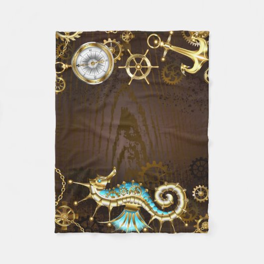 Holzboden mit mechanischem Seepferd Fleecedecke (Vorderseite)