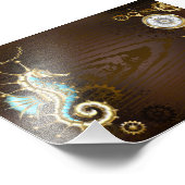 Holzboden mit mechanischem Seepferd Fotodruck (Ecke)