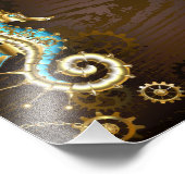 Holzboden mit mechanischem Seepferd Fotodruck (Ecke)