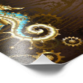 Holzboden mit mechanischem Seepferd Fotodruck (Ecke)